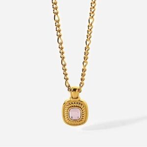 18K Gold Plated - Pink Pendant Necklace
